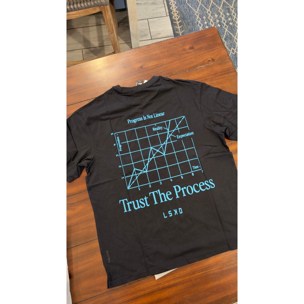 LSKD Trust The Process 2.0 FLXCotton Tee Oversize Black Blue Atoll USST00671 L